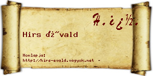 Hirs Évald névjegykártya